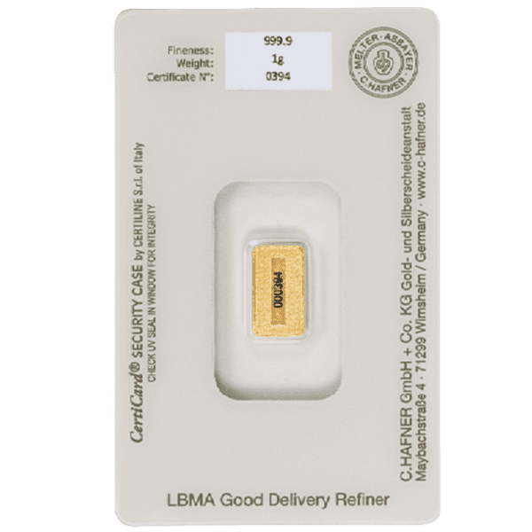 C.Hafner 1G Fine Gold Bar Minted