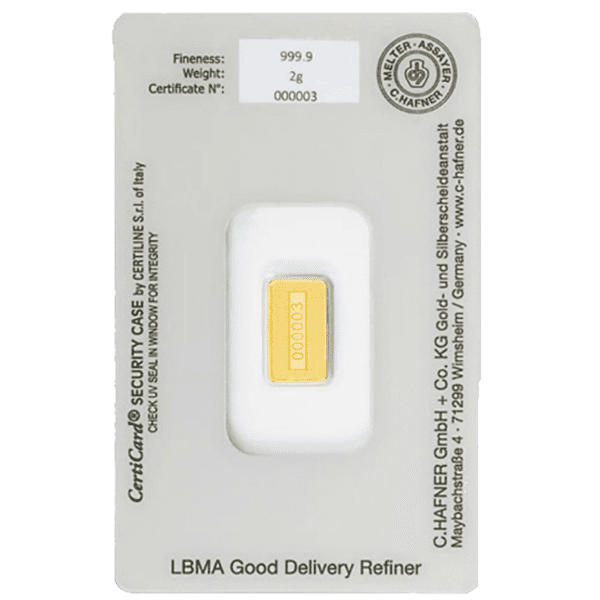 C.Hafner 2G Fine Gold Bar Minted