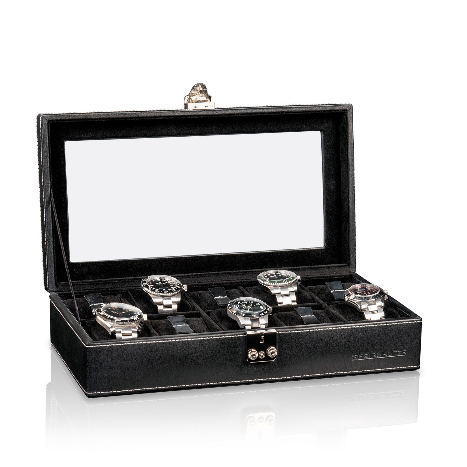 Designhütte Watch Box with Window Solid 10 - Black