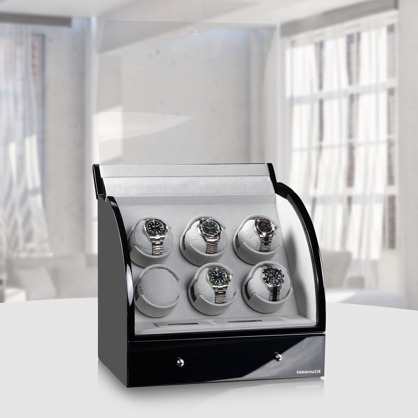 Designhütte Watch Winder Basel 6 LCD – Black