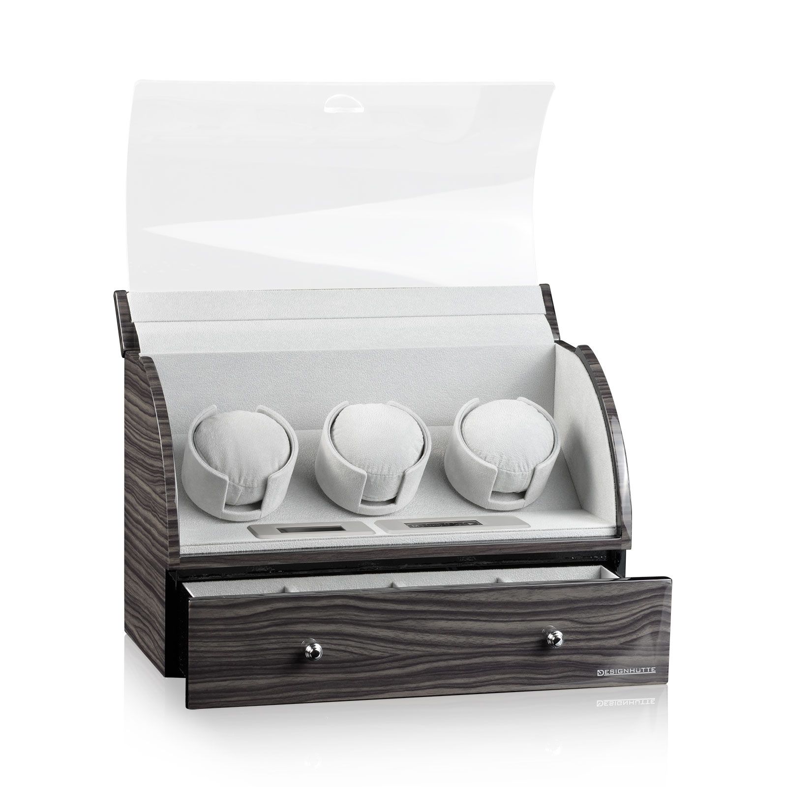 Designhütte Watch Winder Basel 3 LCD – Dark Oak