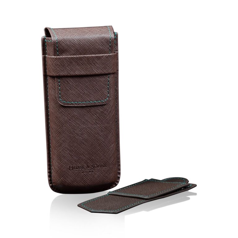 Heisse & Söhne Watch Case Mondo Saffiano Brown/Green