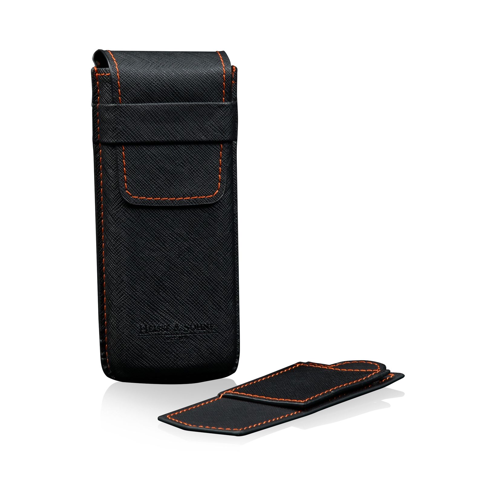 Heisse & Söhne Watch Case Mondo Saffiano - Black/Orange