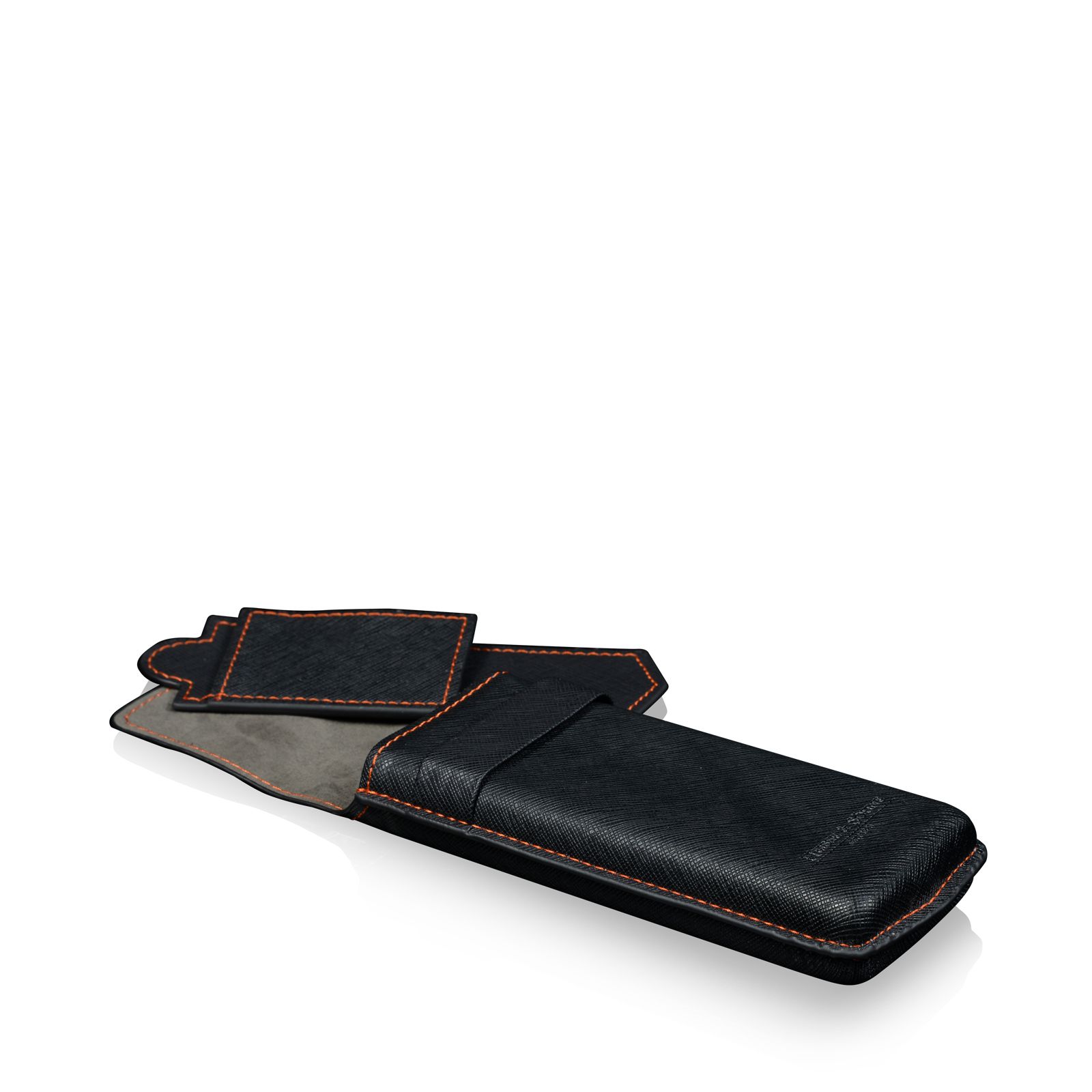 Heisse & Söhne Watch Case Mondo Saffiano – Black/Orange