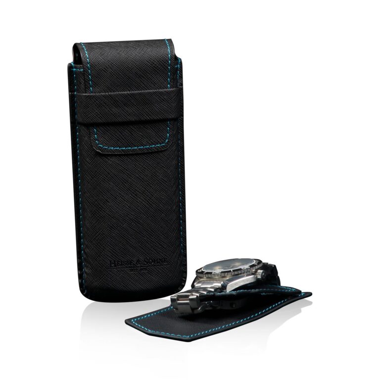 Heisse & Söhne Watch Case Mondo Saffiano - Black/Blue