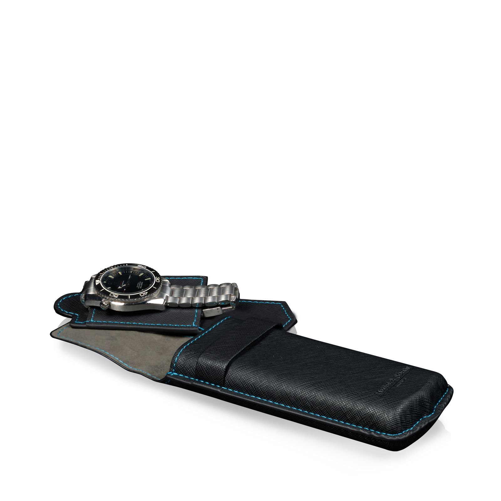 Heisse & Söhne Watch Case Mondo Saffiano – Black/Blue