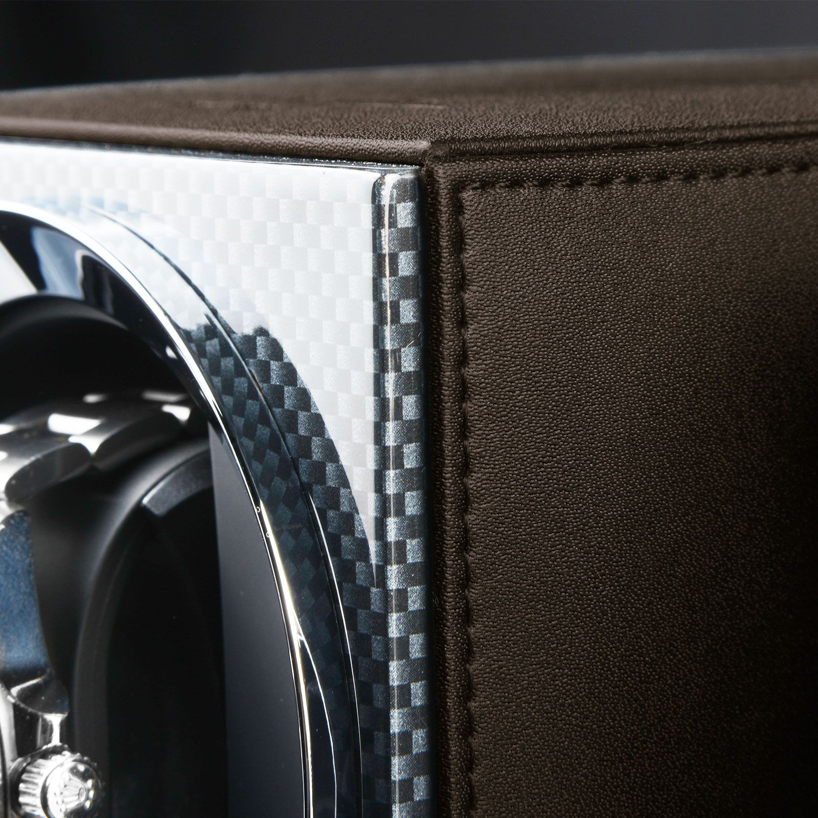 Heisse & Söhne Watch Winder Moon – Brown Leather Carbon Lacquer