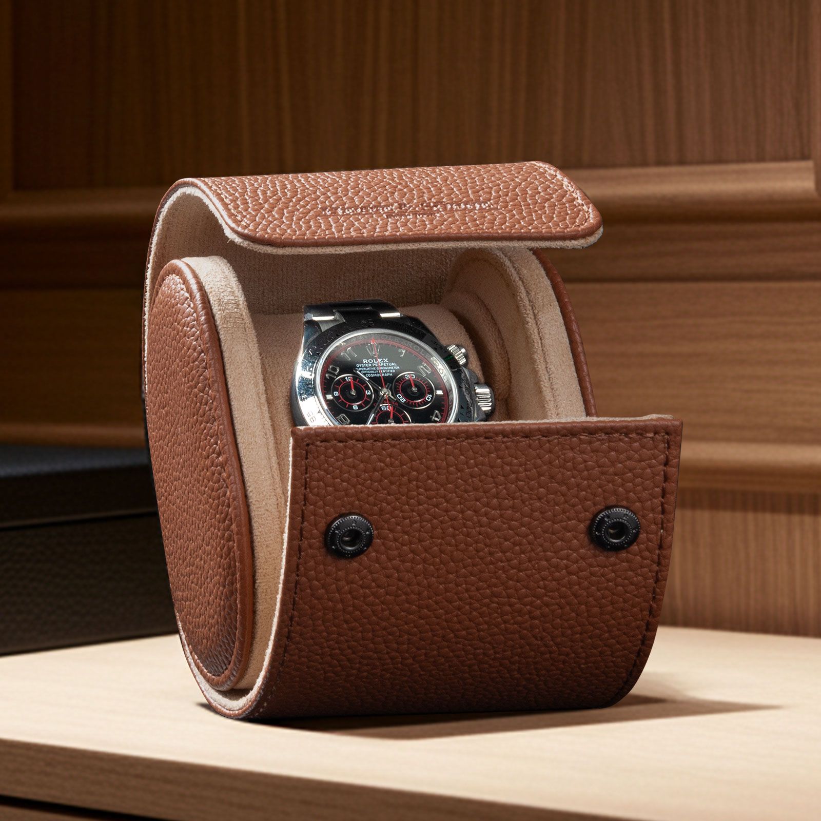 Heisse & Söhne Watch roll Charles – Creme Brown