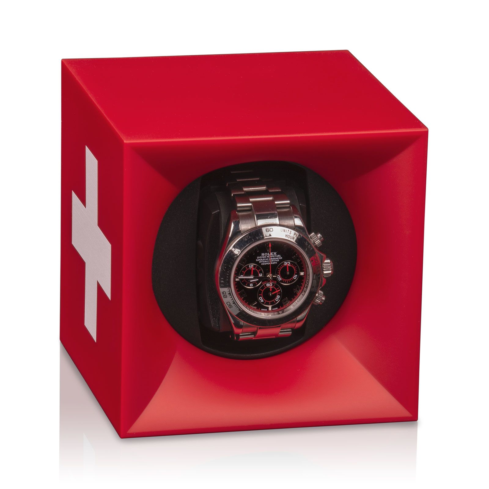 Swiss Kubik Watchwinder Starterbox Abs - Red With White Cross