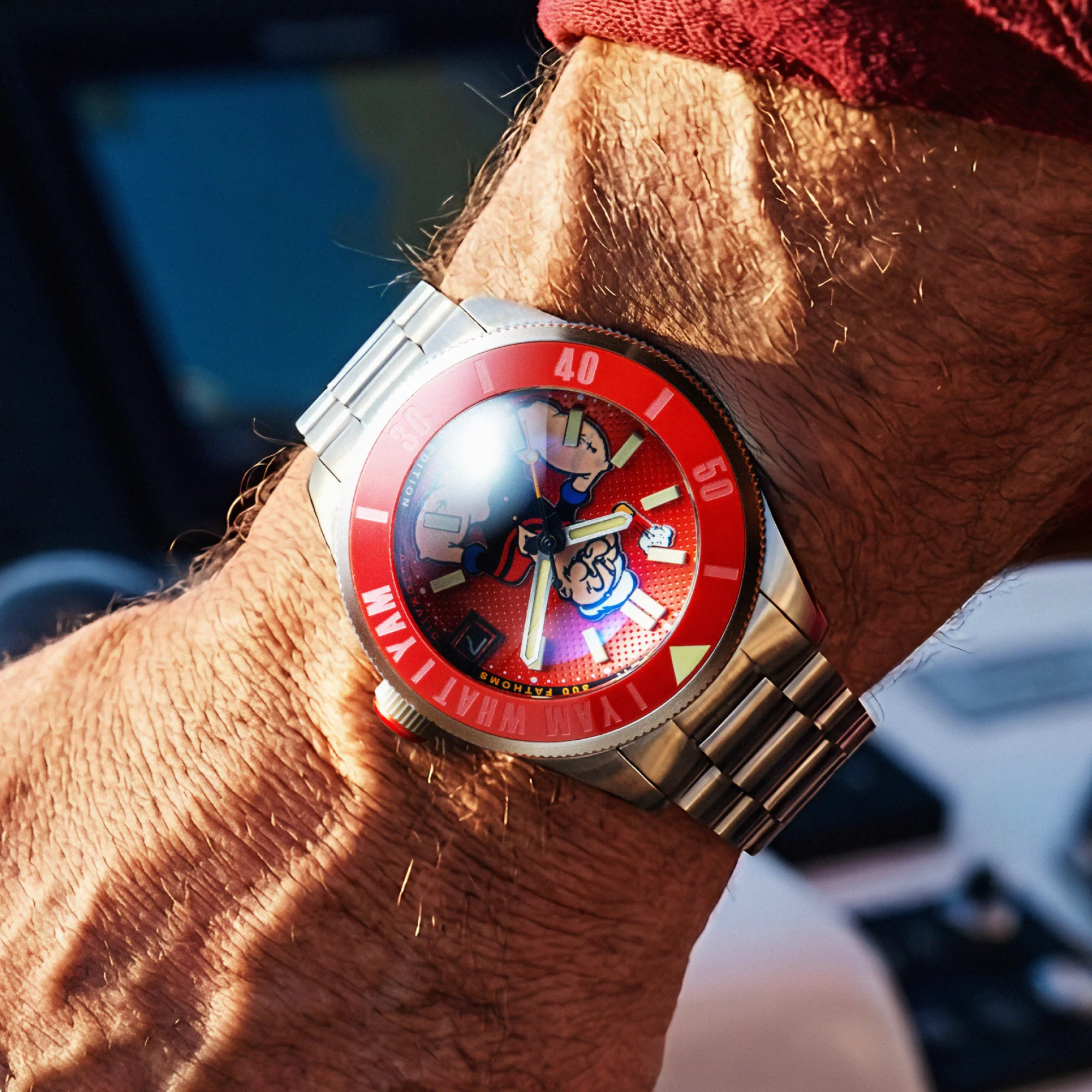 Spinnaker SP-5173-33 Piccard Automatic Popeye Forearm Fury Limited Edition Blistering Red